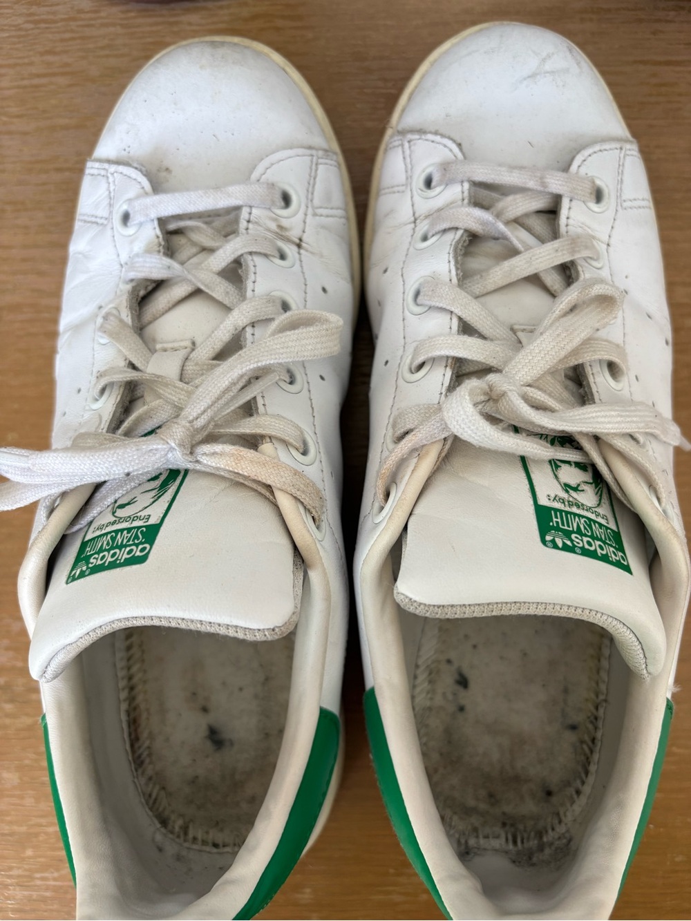 adidas Stan Smith White Leather Sneakers with Green Heel Tabs